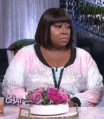 Loni’s sequin bomber jacket on The Real
