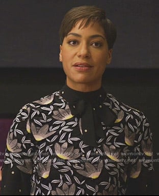 Lucca’s floral lace top on The Good Fight