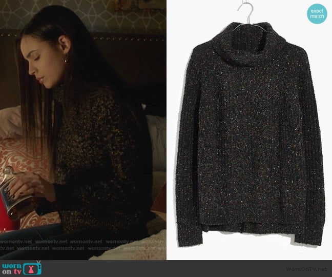 Colorfleck Ribbed Turtleneck Sweater by Madewell worn by Ava Jalali (Sofia Carson) on Pretty Little Liars The Perfectionists