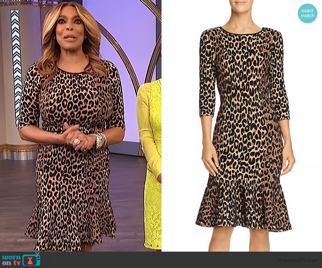 Textured Leopard Animal-Print Mermaid Midi Dress by Milly worn by Wendy Williams on The Wendy Williams Show