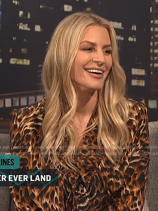 Morgan’s leopard ruffled mini dress on E! News Nightly Pop