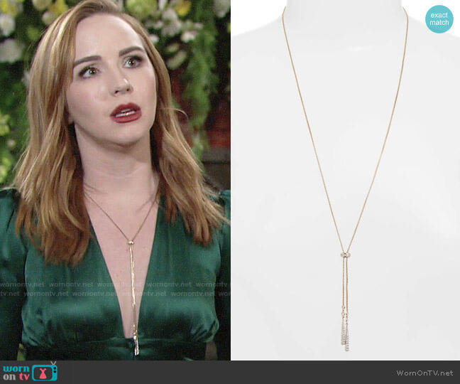 Nadri Ripple Adjustable Slide Necklace worn by Mariah Copeland (Camryn Grimes) on The Young and the Restless