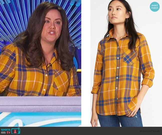 Relaxed Plaid Twill Shirt by Old Navy worn by Katie Otto (Katy Mixon) on American Housewife