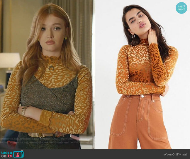 Leopard Print Velvet Mock-Neck Top by Out From Under worn by Kirby Anders (Maddison Brown) on Dynasty