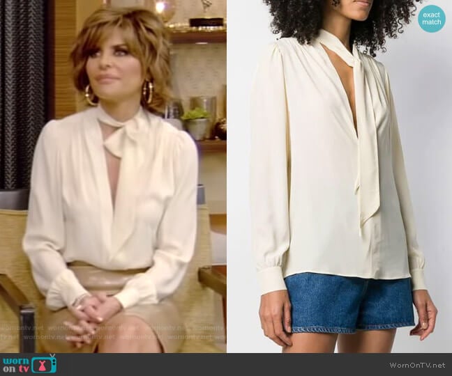 Philosophy Di Lorenzo Serafini Tie Top Blouse worn by Lisa Rinna on Live with Kelly and Ryan