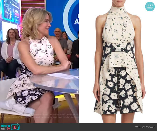 Floral-Print A-Line Dress by Proenza Schouler worn by Amy Robach on Good Morning America