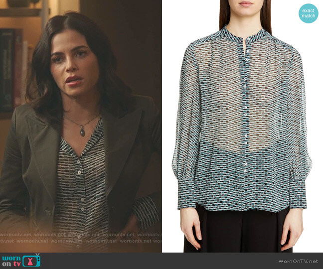 Print Crepe Chiffon Blouse by Proenza Schouler worn by Julian Booth (Jenna Dewan) on The Resident