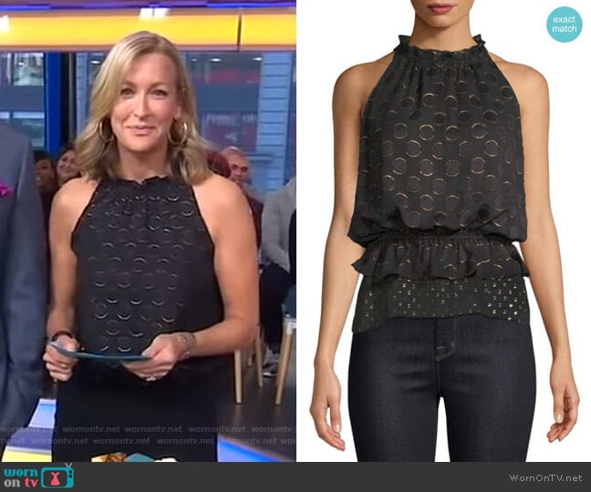 WornOnTV: Lara’s black polka dot sleeveless top on Good Morning America ...