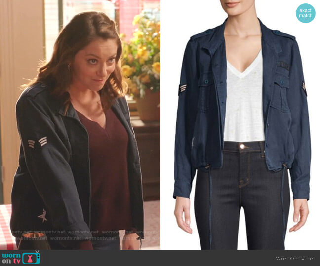Grant Crop Jacket by Rails worn by Rebecca Bunch (Rachel Bloom) on Crazy Ex-Girlfriend