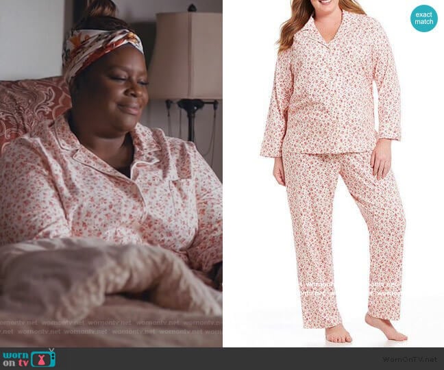 Floral Jersey Classic Pajamas by Lauren by Ralph Lauren worn by Ruby Hill (Retta) on Good Girls