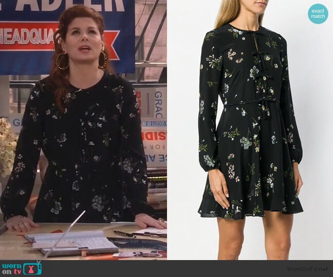 long-sleeved mini dress by Red Valentino worn by Grace Adler (Debra Messing) on Will and Grace