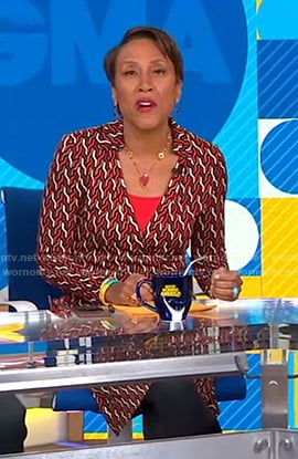 Robin’s geometric print wrap dress on Good Morning America