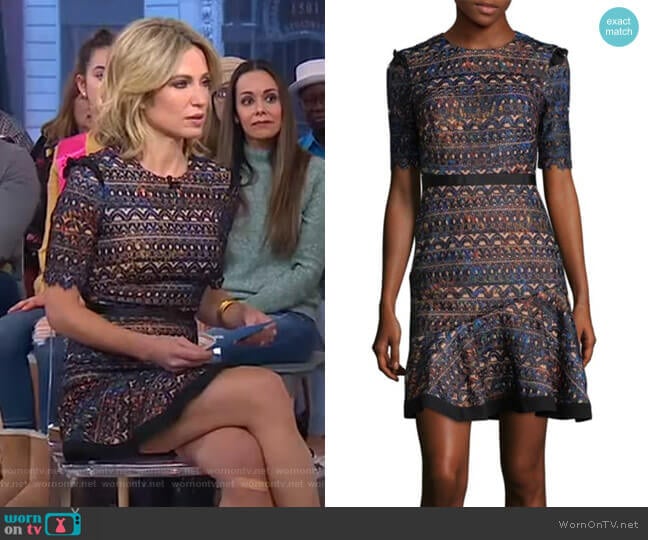 Ruffle Fit and Flare Dress by Saloni worn by Amy Robach on Good Morning America