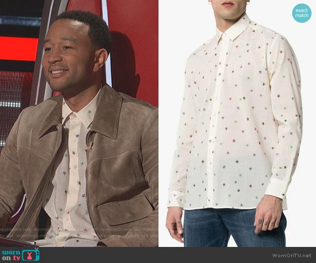 Star Print Shirt by Saint Laurent worn by John Legend on The Voice