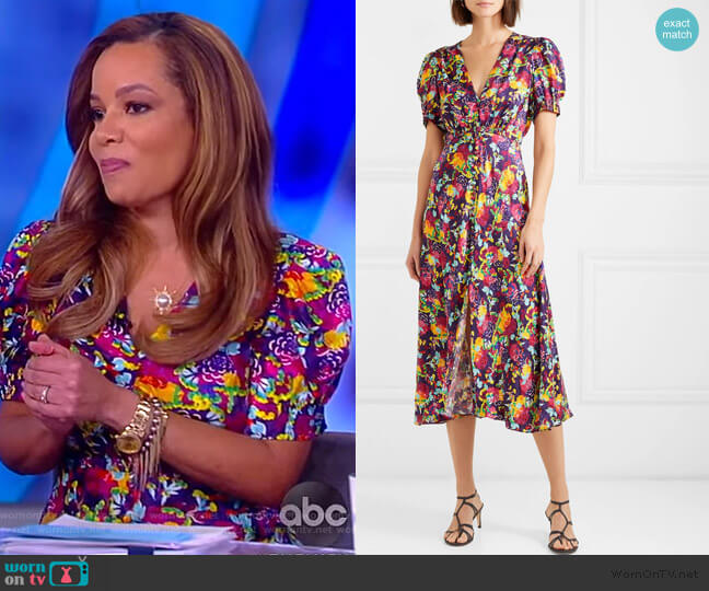 Lea floral-print silk crepe de chine dress by Saloni worn by Sunny Hostin on The View