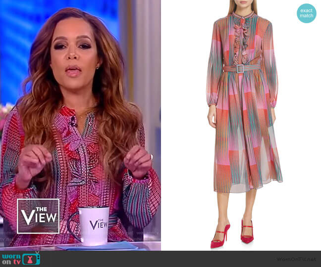 Raquel Belted Silk Midi Dress by Saloni worn by Sunny Hostin on The View