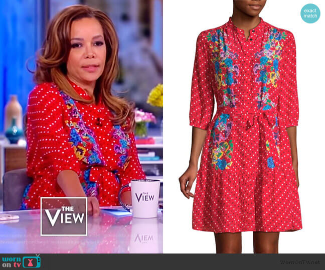 Silk Floral Dot Shirtdress by Saloni worn by Sunny Hostin on The View