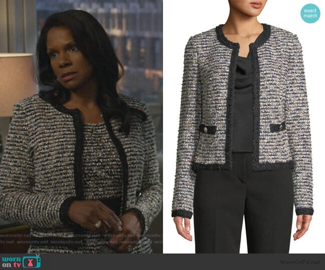 Inlaid Eyelash Tweed Jacket by St. John Collection worn by Liz Reddick-Lawrence (Audra McDonald) on The Good Fight