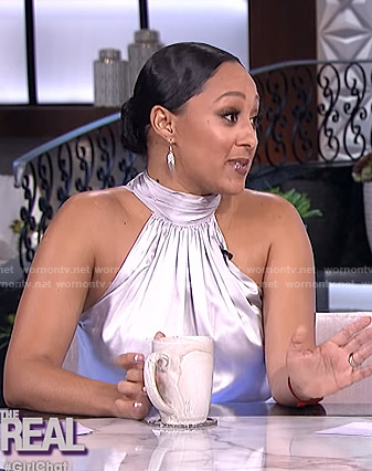 Tamera’s silver halterneck top on The Real
