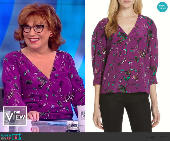 Rena Print Silk Top by Tanya Taylor worn by Joy Behar on The View