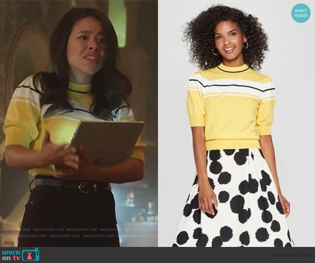 Who What Wear Puff Sleeve Crewneck Sweater by Target worn by Mariana Foster (Cierra Ramirez) on Good Trouble