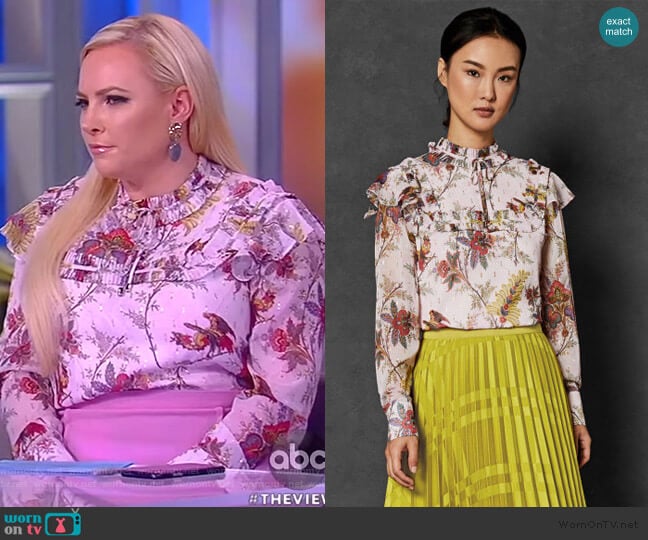 WornOnTV: Meghan’s floral ruffle blouse on The View | Meghan McCain ...