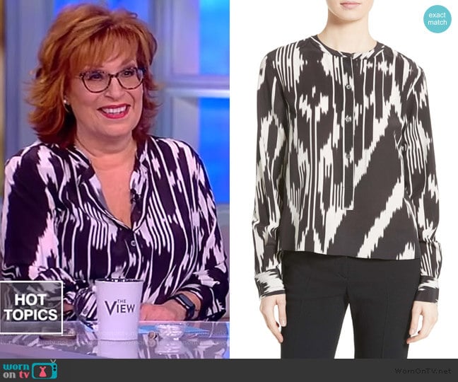 Isalva Interlace Ikat Silk Top by Theory worn by Joy Behar on The View