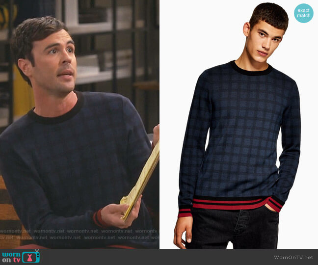 Lightweight Check Sweater by Topman worn by Blake Lee on Fam