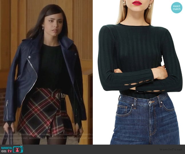 Ribbed Sweater by Topshop worn by Ava Jalali (Sofia Carson) on Pretty Little Liars The Perfectionists