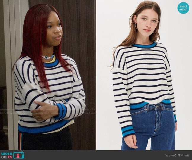 Topshop Stripe Jumper worn by Kyra on Black-ish