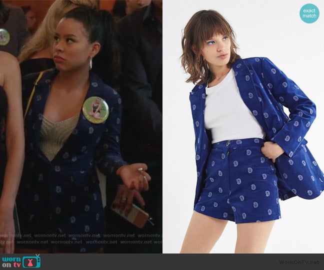 Unicorn City Corduroy Blazer by Shorts by Urban Outfitters worn by Mariana Foster (Cierra Ramirez) on Good Trouble