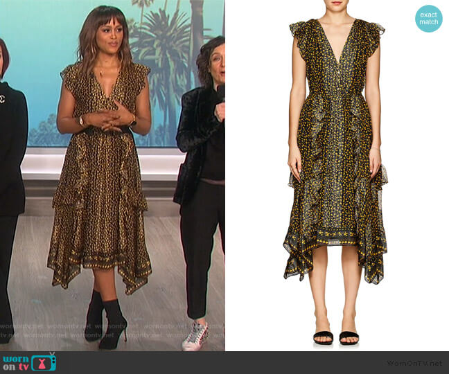 Aurelie Floral Silk Midi-Dress by Ulla Johnson worn by Eve on The Talk