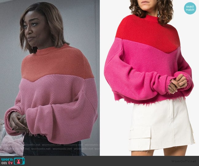 Distressed Hem Extended Sleeve Jumper by Unravel Project worn by Daisy Grant (Patina Miller) on Madam Secretary