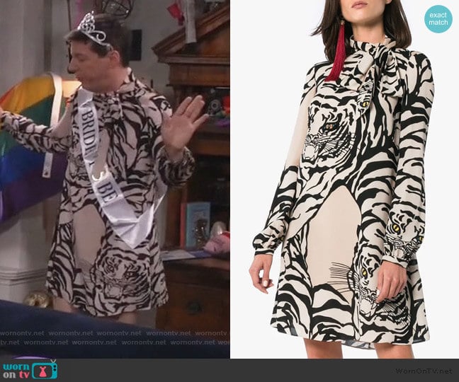 Tiger Print Dress by Valentino worn by Jack McFarland (Sean Hayes) on Will and Grace