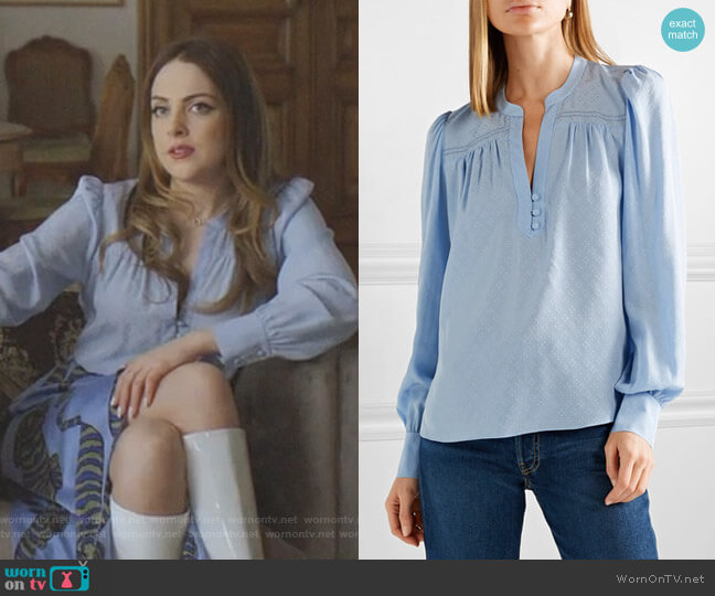 Abbie Blouse by Veronica Beard worn by Fallon Carrington (Elizabeth Gillies) on Dynasty