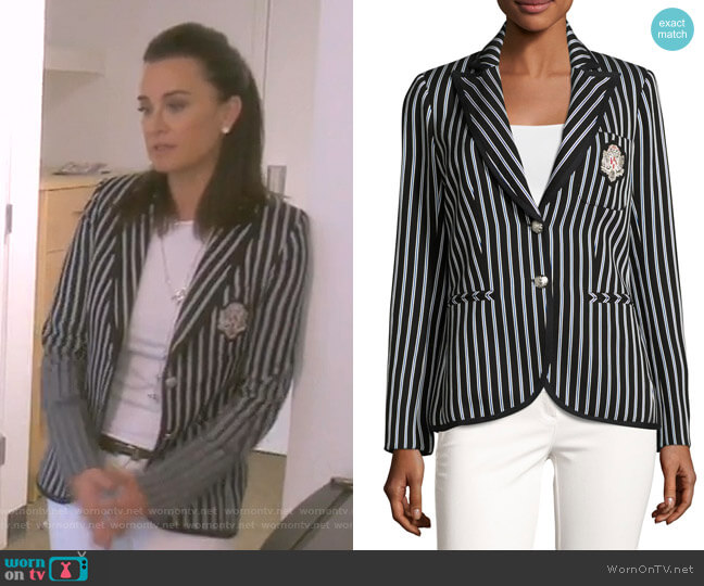 Spirit Striped Pique Blazer by Veronica Beard worn by Kyle Richards on The Real Housewives of Beverly Hills