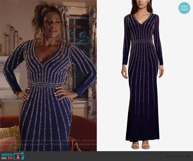 WornOnTV: Poppy’s navy embellished dress on Single Parents | Kimrie ...