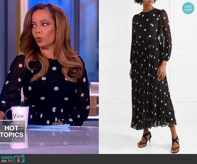 Sunray pleated polka-dot georgette maxi dress by Zimmermann worn by Sunny Hostin on The View