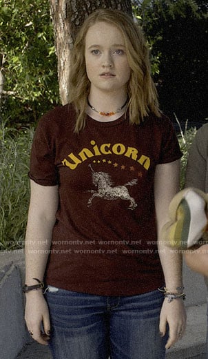 Abby's unicorn tee on Santa Clarita Diet