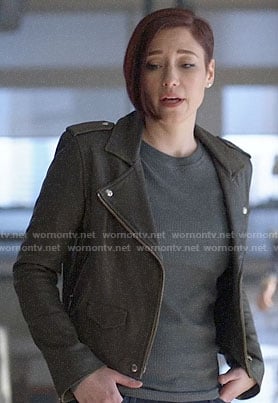 Alex's leather moto jacket on Supergirl