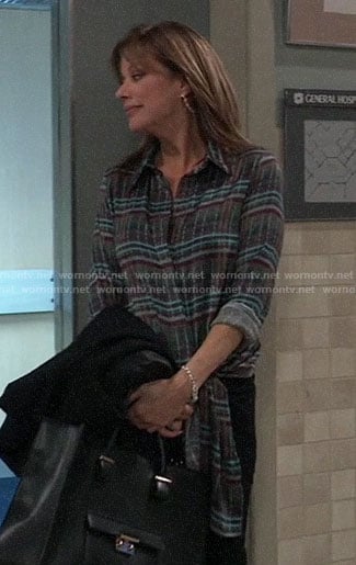 Alexis’s plaid tie-front shirt on General Hospital