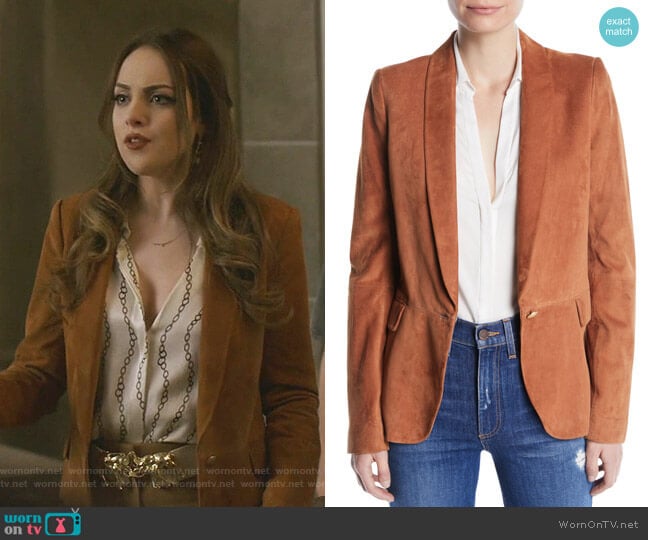 Macey Suede Shawl-Collar Blazer by Alice + Olivia  worn by Fallon Carrington (Elizabeth Gillies) on Dynasty