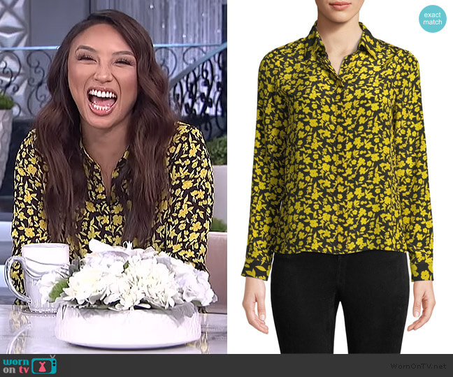 Willa Floral Print Silk Shirt by Alice + Olivia worn by Jeannie Mai on The Real