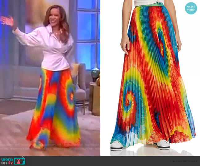 Shannon Tie-Dye Pleated Maxi Skirt by Alice + Olivia worn by Sunny Hostin on The View