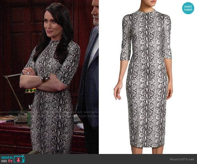 Alice + Olivia Delora Snake Print Dress worn by Quinn Fuller (Rena Sofer) on The Bold and the Beautiful