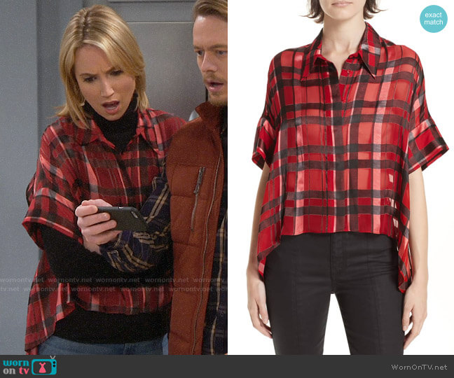 Alice + Olivia Edyth Plaid Shirt worn by Mandy Baxter (Molly McCook) on Last Man Standing