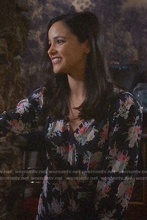 Amy’s black floral long sleeved dress on Brooklyn Nine-Nine