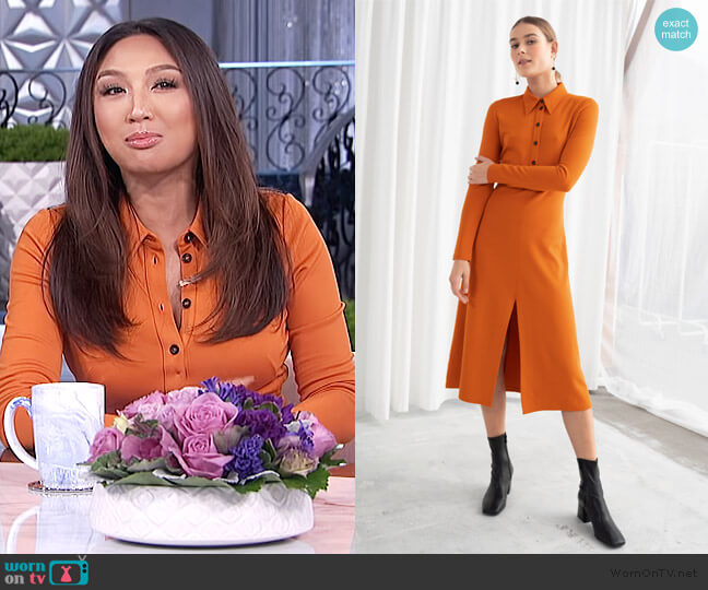 Front Slit Midi Dress by & Other Stories worn by Jeannie Mai on The Real