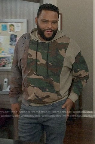 Andre's patchwork camo hoodie on Black-ish