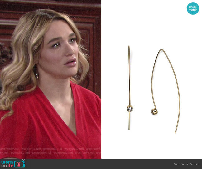 Aqua Alina Threader Earrings worn by Summer Newman (Hunter King) on The Young and the Restless